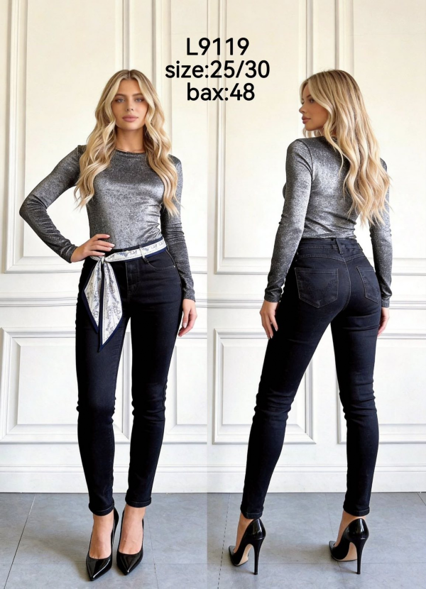 Spodnie damskie jeansy Roz 25-30, 1 Kolor Paczka 12 szt
